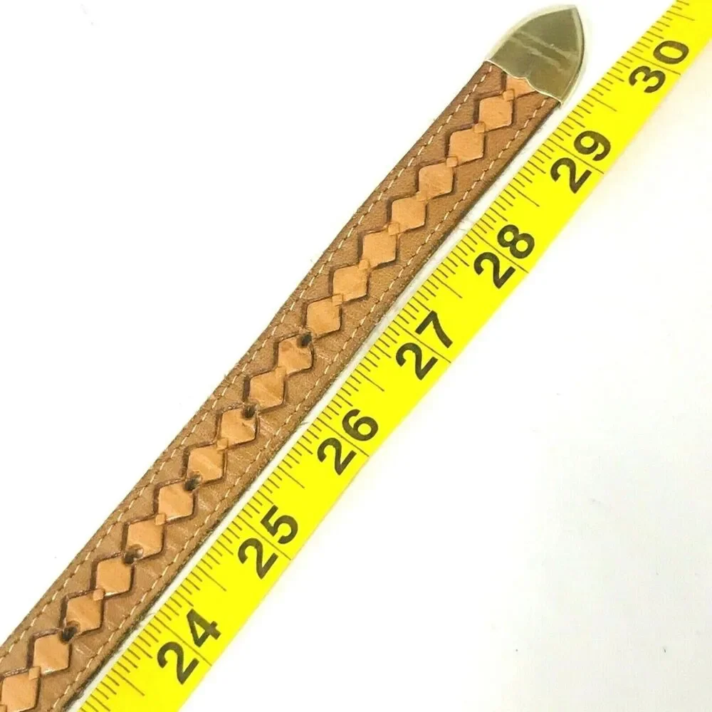 Justin Boots Belt Skinny Leather Tooled 28 Western Fit 23.5-26.5 Cowgirl Diamond